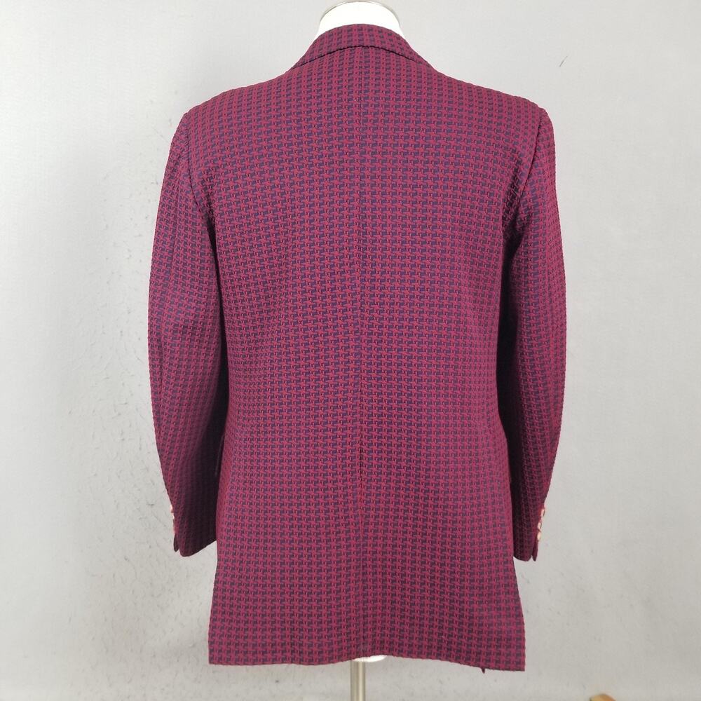 Vintage Sears Blazer Mens 42 Red Geometric Knit Travelknit Sport Coat Jacket - Picture 8 of 16